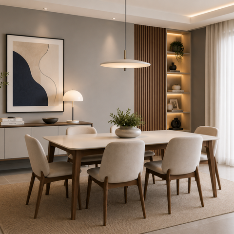 Mesa de Jantar Moderna 6 Lugares 135cm Imperial Apartamento