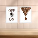 Ver imagem 1 de Kit 2 Quadros Minimalistas Café On - Off 24x18cm - com Vidro:moldura Branca