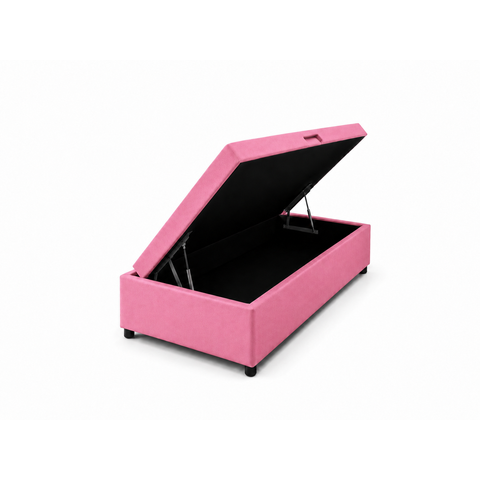 Cama Box Baú Solteiro com Encaixe para Colchão e Puxador Embutido:Rosa