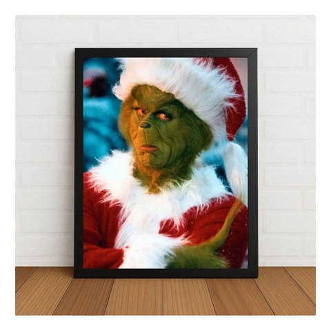 Quadro Decorativo Filme o Grinch com Vidro Preto