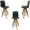 Ver imagem 1 de Kit 3 Banquetas Decorativa Gomada Preta Base Giratória Madeira - Poltronas do Sul