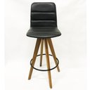 Ver imagem 2 de Kit 3 Banquetas Decorativa Gomada Preta Base Giratória Madeira - Poltronas do Sul