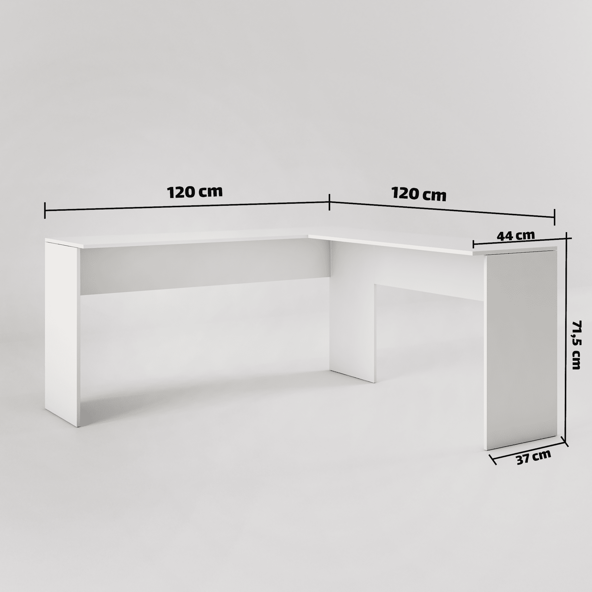 Mesas escritorio em L 120cm - Branco Cor:Branco - 2