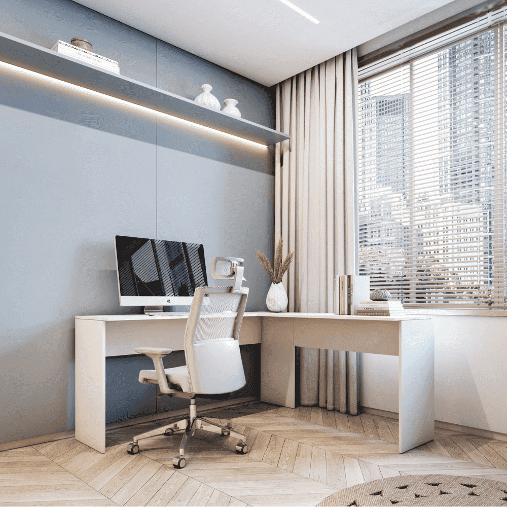 Mesas escritorio em L 120cm - Branco Cor:Branco - 3