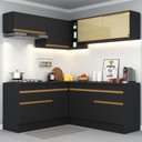 Ver imagem 1 de Cozinha Completa de Canto com Rodapé Veneza Multimóveis MP2097 com Armário e Balcão Preta