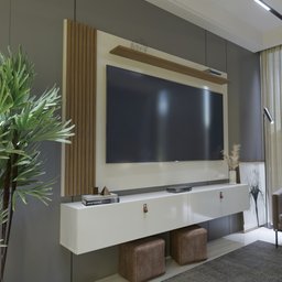 Rack com Painel Ripado Suspenso para Tv até 70 Polegadas 2 Portas Grécia 180cm - 1