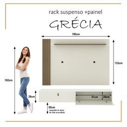 Rack com Painel Ripado Suspenso para Tv até 70 Polegadas 2 Portas Grécia 180cm - 2