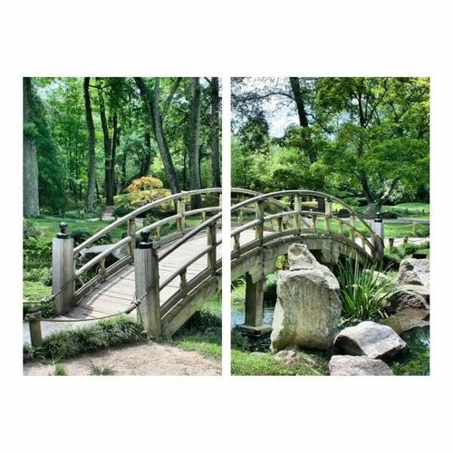 Quadro Ponte Jardim Japonês Arco Parque Jogo 2 Peças