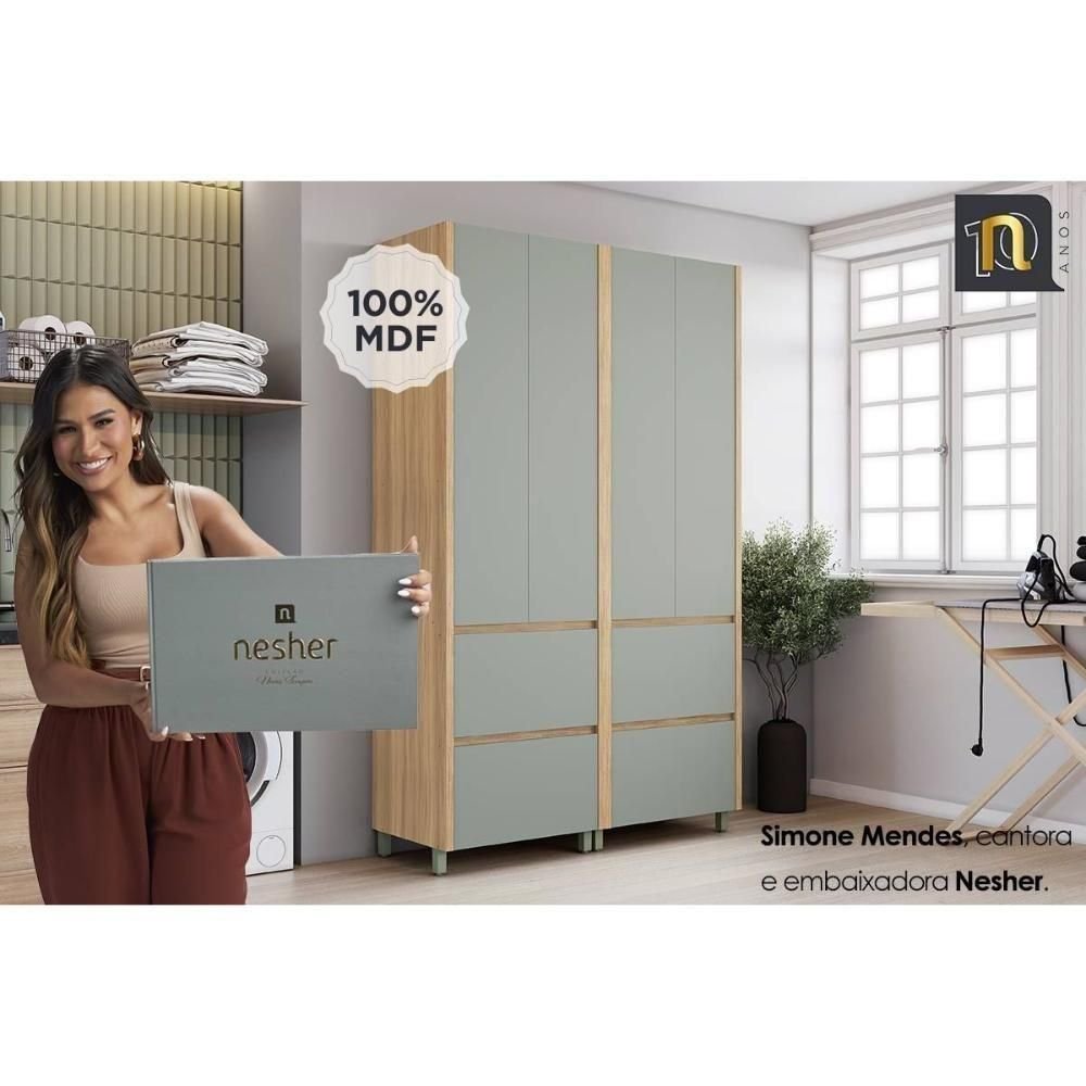 Armário Multiuso Lavanderia Rainha C- 4 Portas e 4 Gavetas 140cm