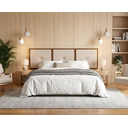 Ver imagem 1 de Cabeceira para Cama Casal Box King 1,95 Estofado com Madeira Bege