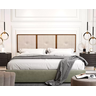 Painel Cabeceira Cama Box King 1,95 Estofado com Madeira- Várias Cores:Bege - 1