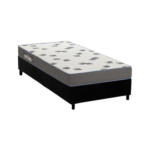 Conjunto Box Solteiro: Colchão Espuma Ortobom D33 Light Saúde + Base Crc Suede Black (78x188)