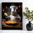Ver imagem 1 de Quadro Gato na Cozinha - Chef 33x24cm:moldura Preta