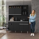 Ver imagem 5 de Kit Cozinha Compacta Alice 130cm Com 6 Portas e 1 Gaveta Preto Fosco - Desk Design