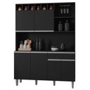 Ver imagem 1 de Kit Cozinha Compacta Alice 130cm Com 6 Portas e 1 Gaveta Preto Fosco - Desk Design