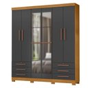 Ver imagem 2 de Guarda Roupa Casal Londres com Espelho e Armário Multiuso Versatile Carvalho Americano Grafite -