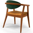 Ver mais imagens de Cadeira Estofada para Sala de Estar Cecília L02 Facto Verde Musgo Couríssimo Whisky - Lyam