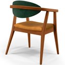 Ver mais imagens de Poltrona Decorativa Para Sala de Estar Cecília L02 Facto Verde Musgo Couríssimo Whisky - Lyam