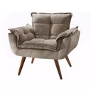 Ver imagem 1 de Poltrona Decorativa Para Sala Opala Pés Palito Suede Cappuccino UlissesDecor