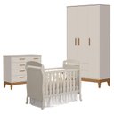 Ver imagem 1 de Quarto de Bebê 3 Portas com Cômoda com Porta Flip e Berço Americano Danny Areia Acetinado - Reller