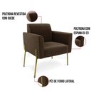 Ver imagem 7 de Sofá Namoradeira e 2 Poltronas Pé de Ferro Dourado Marisa Suede Marrom D03