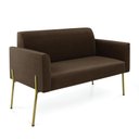 Ver mais imagens de Sofá Namoradeira e 2 Poltronas Pé de Ferro Dourado Marisa Suede Marrom D03