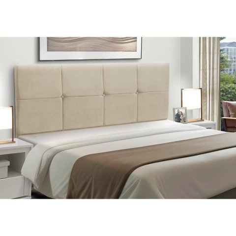 Cabeceira Estofados Casal King Quarto 1,95cm Poliana Suede Bege Madelina Decor