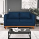 Ver imagem 1 de Sofá 3 Lugares Europa 180 cm Estilo Conforto e Elegância Suede Azul Marinho - Amarena Móveis