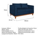 Ver imagem 3 de Sofá 3 Lugares Europa 180 cm Estilo Conforto e Elegância Suede Azul Marinho - Amarena Móveis