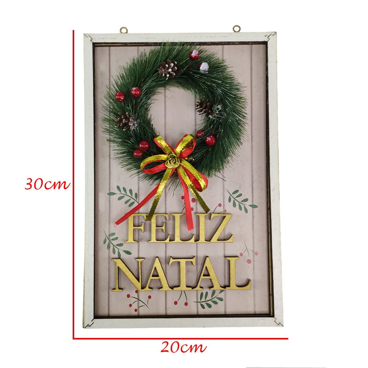 Quadro Decorativo Natalino Guirlanda Feliz Natal Enfeite Advento Com Bolinhas Decoraçao Parede Porta - 4