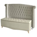Ver imagem 1 de Kit de Quarto Cabeceira de Cama Box e Calçadeira Baú Toquio Casal Queen 160 Cm Suede Porcelana