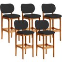 Ver imagem 1 de Kit 05 Banquetas Alta Para Cozinha Madeira Fixa Betta L02 Imbuia Facto Preto - Lyam Decor