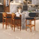 Ver imagem 2 de Kit 05 Banquetas Alta Para Cozinha Madeira Fixa Betta L02 Imbuia Facto Preto - Lyam Decor