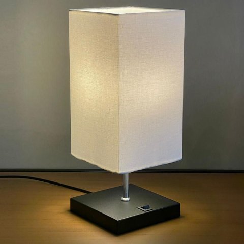 Abajur Luminaria de Mesa Quadrado e Interruptor Ref 49 Decoração Casa Sala Quarto Escritório Moveis