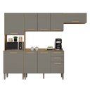 Ver imagem 2 de Cozinha Compacta Modulada 4 Peças 9 Portas 2 Gavetas Bella Cinza/Jequitibá/Granizo
