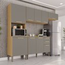 Ver imagem 1 de Cozinha Compacta Modulada 4 Peças 9 Portas 2 Gavetas Bella Cinza/Jequitibá/Granizo