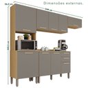 Ver imagem 3 de Cozinha Compacta Modulada 4 Peças 9 Portas 2 Gavetas Bella Cinza/Jequitibá/Granizo