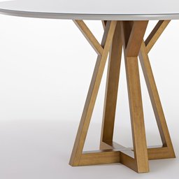 Mesa de Jantar Redonda Polaris 6 Lugares 130cm Madeira Maciça Tampo com Vidro - 4