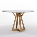 Ver imagem 1 de Mesa de Jantar Redonda Polaris 6 Lugares 130cm Madeira Maciça Tampo com Vidro