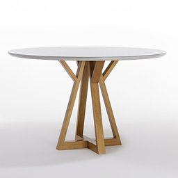 Mesa de Jantar Redonda Polaris 6 Lugares 130cm Madeira Maciça Tampo com Vidro - 1