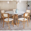 Ver imagem 2 de Mesa de Jantar Redonda Polaris 6 Lugares 130cm Madeira Maciça Tampo com Vidro