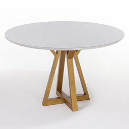 Mesa de Jantar Redonda Polaris 6 Lugares 130cm Madeira Maciça Tampo com Vidro - 5