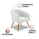Ver imagem 6 de Kit 1 Sofá Namoradeira e 1 Poltrona Stella Bouclê Off White Pés Palito Castanho - D'Rossi
