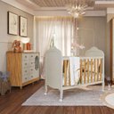 Ver imagem 1 de Quarto de Bebê Berço Minicama e Cômoda 1 Porta Janelada 4 Gavetas 100% MDF Maya Provençal Yescasa Be