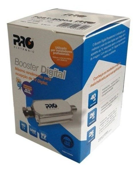 Mini Booster Uhf 40Db Digital Analogico Pqbt 4000 Proeletronic - 2