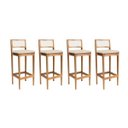 Ver imagem 1 de Kit 4 Banquetas Madeira Mel para Bandada com Encosto Palha Rattan