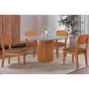 Ver imagem 1 de Conjunto: Mesa Sala Jantar Maldivas C/ Tampo Madeirado C/ Vidro Canto Curvo 90x90cm e 4 Cadeiras