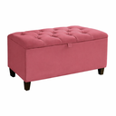 Ver imagem 2 de Recamier Baú Sara 80 cm Pés Plásticos Estofado Tecido Pávia Rosa
