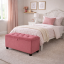 Ver imagem 1 de Recamier Baú Sara 80 cm Pés Plásticos Estofado Tecido Pávia Rosa