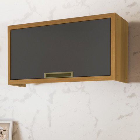 Armário Aéreo Modular de Geladeira com 1 Portas Basculantes 80cm 100% Mdf Madri - Freijó / Grafite